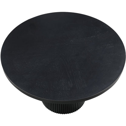 Belinda 60" Black Solid Wood and Oak Veneer Dining Table