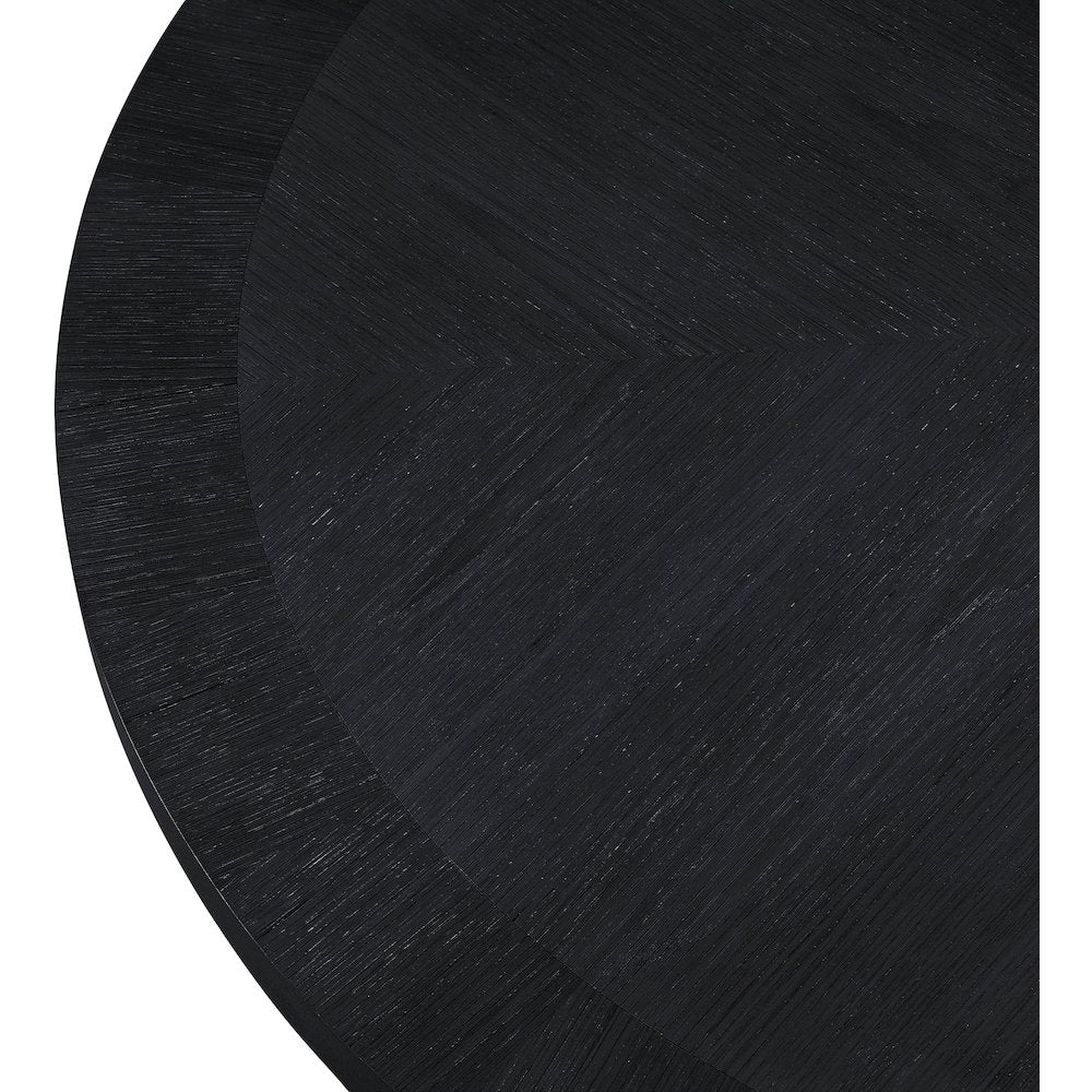 Belinda 60" Black Solid Wood and Oak Veneer Dining Table