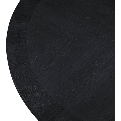 Belinda 60" Black Solid Wood and Oak Veneer Dining Table