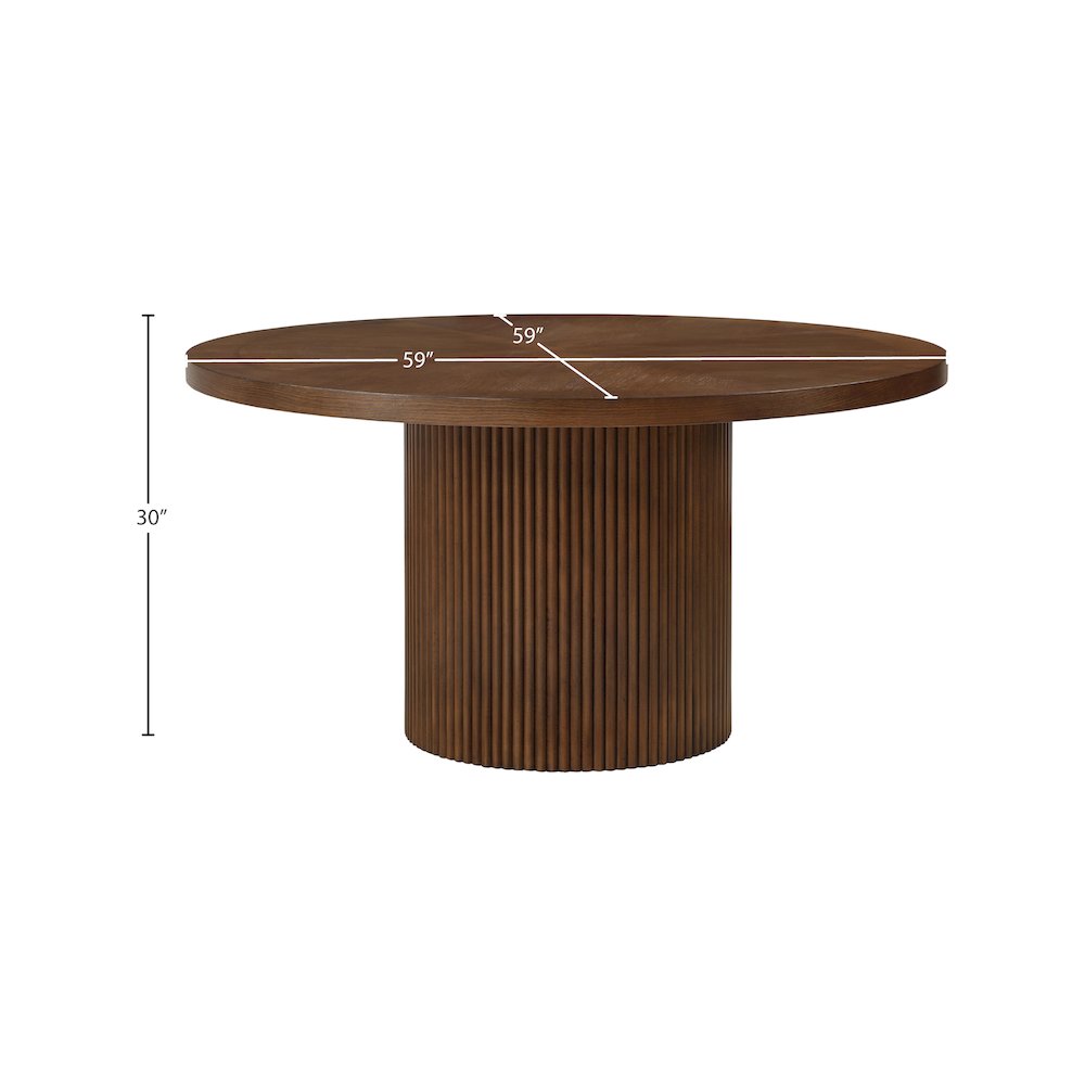 Belinda 60" Brown Solid Wood and Oak Veneer Dining Table