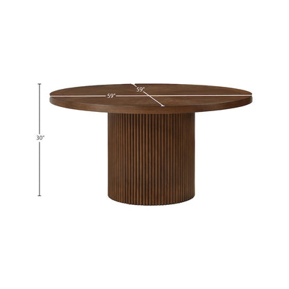 Belinda 60" Brown Solid Wood and Oak Veneer Dining Table
