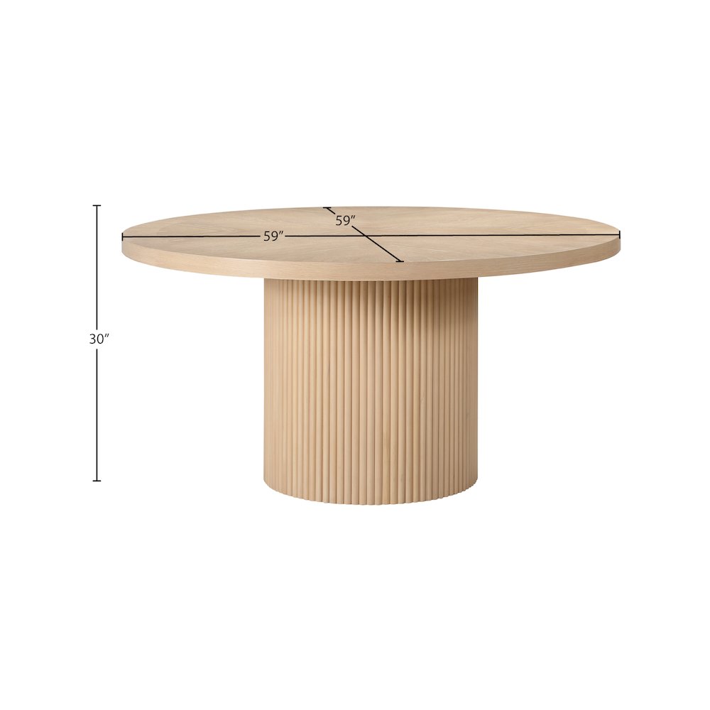 Belinda 60" Natural Solid Wood and Oak Veneer Dining Table