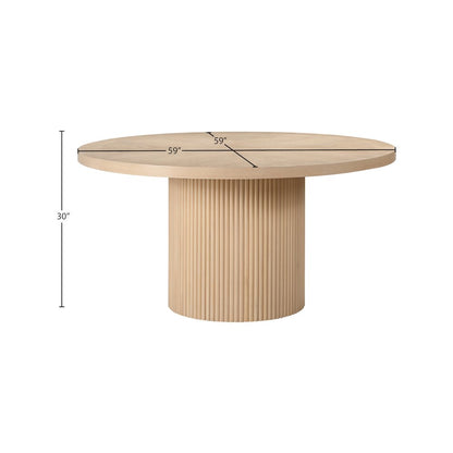 Belinda 60" Natural Solid Wood and Oak Veneer Dining Table