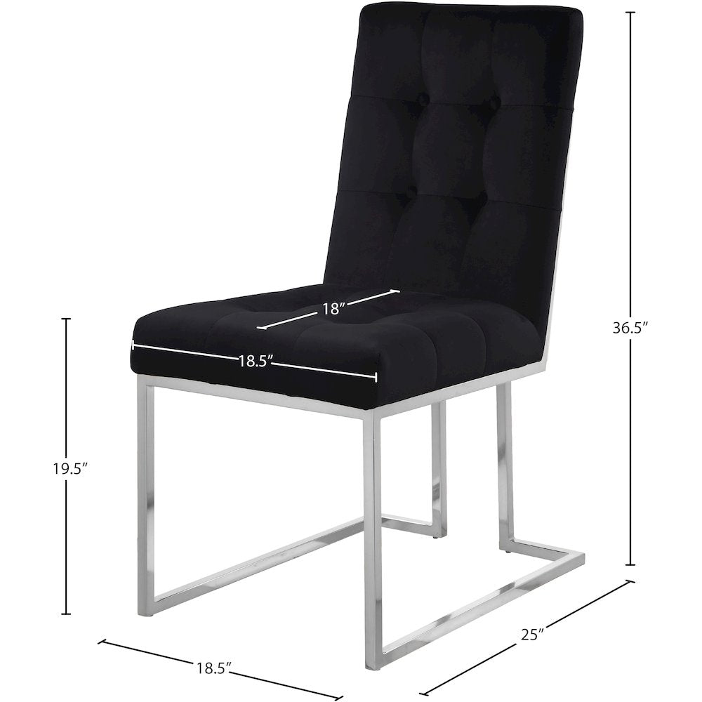 Alexis Black Velvet Dining Chair, Set of 2