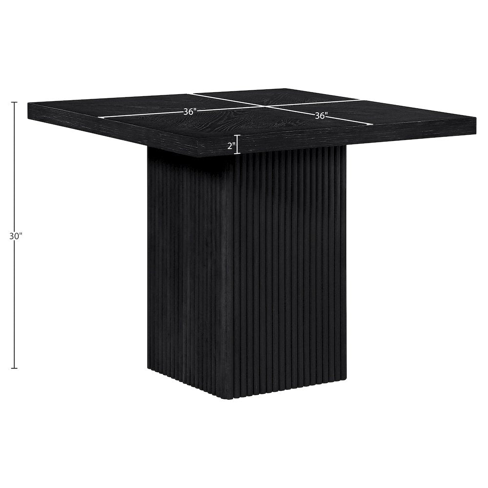 Belinda 36" Black Solid Wood And Oak Veneer Dining Table / Card Table