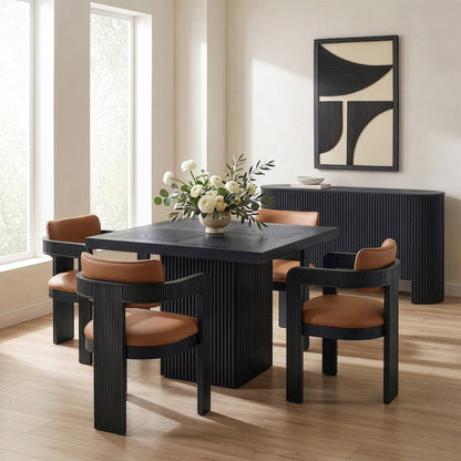 Belinda 36" Black Solid Wood And Oak Veneer Dining Table / Card Table