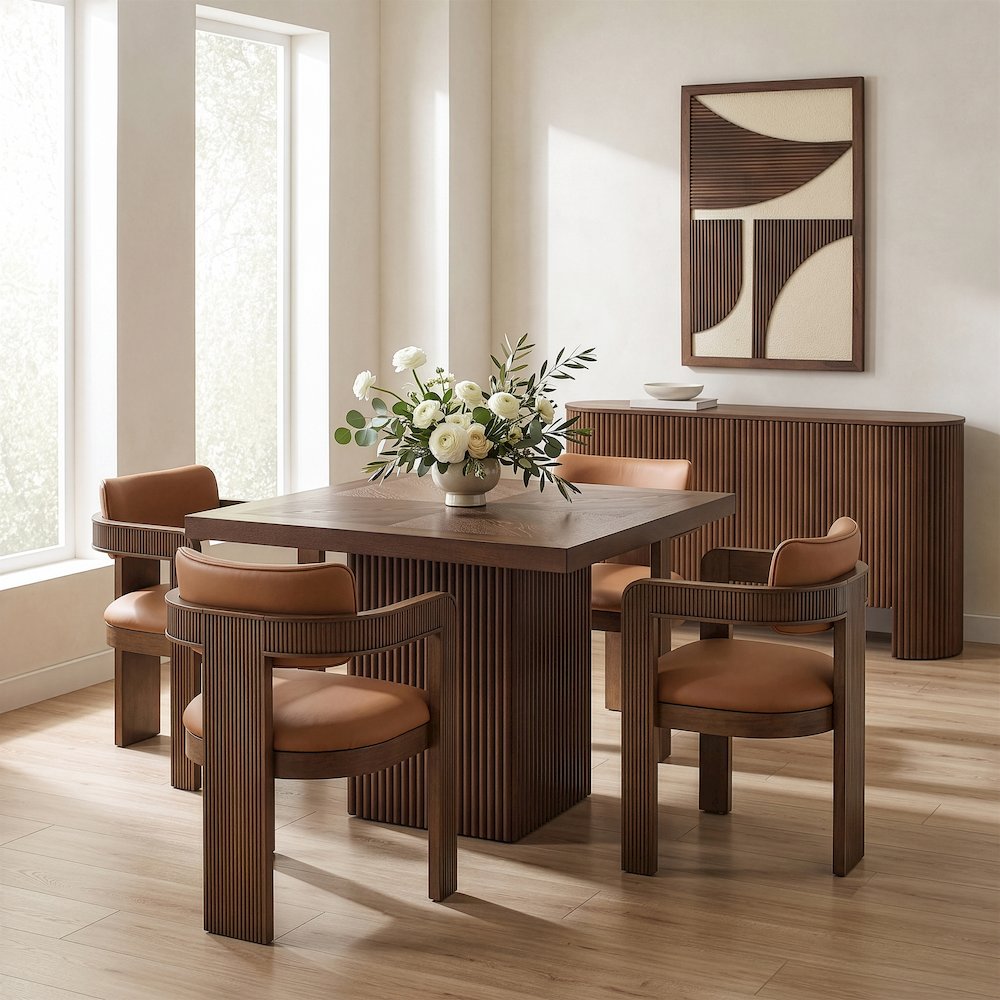 Belinda 36" Brown Solid Wood And Oak Veneer Dining Table / Card Table