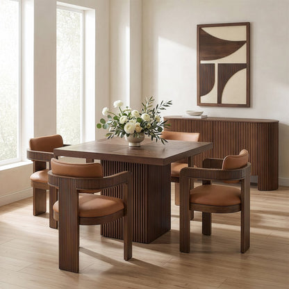 Belinda 36" Brown Solid Wood And Oak Veneer Dining Table / Card Table
