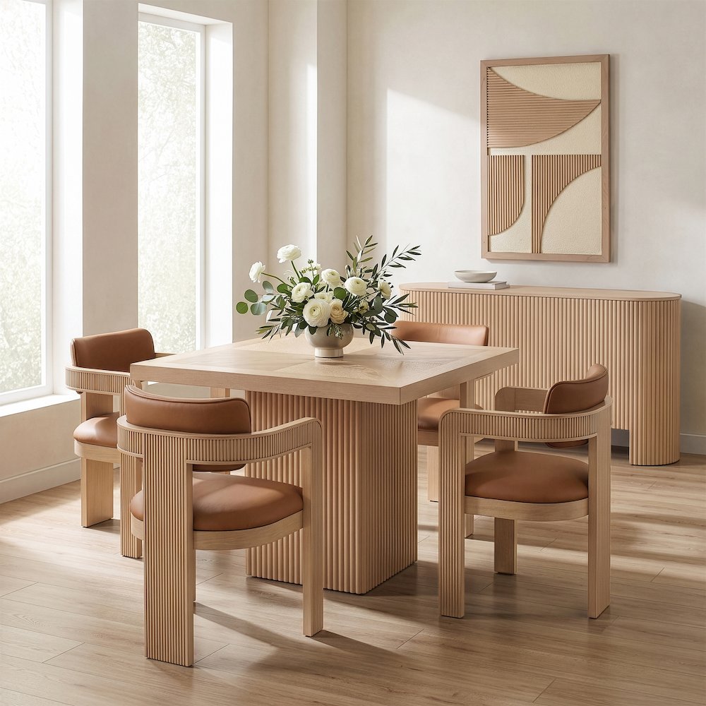 Belinda 36" Natural Solid Wood And Oak Veneer Dining Table / Card Table