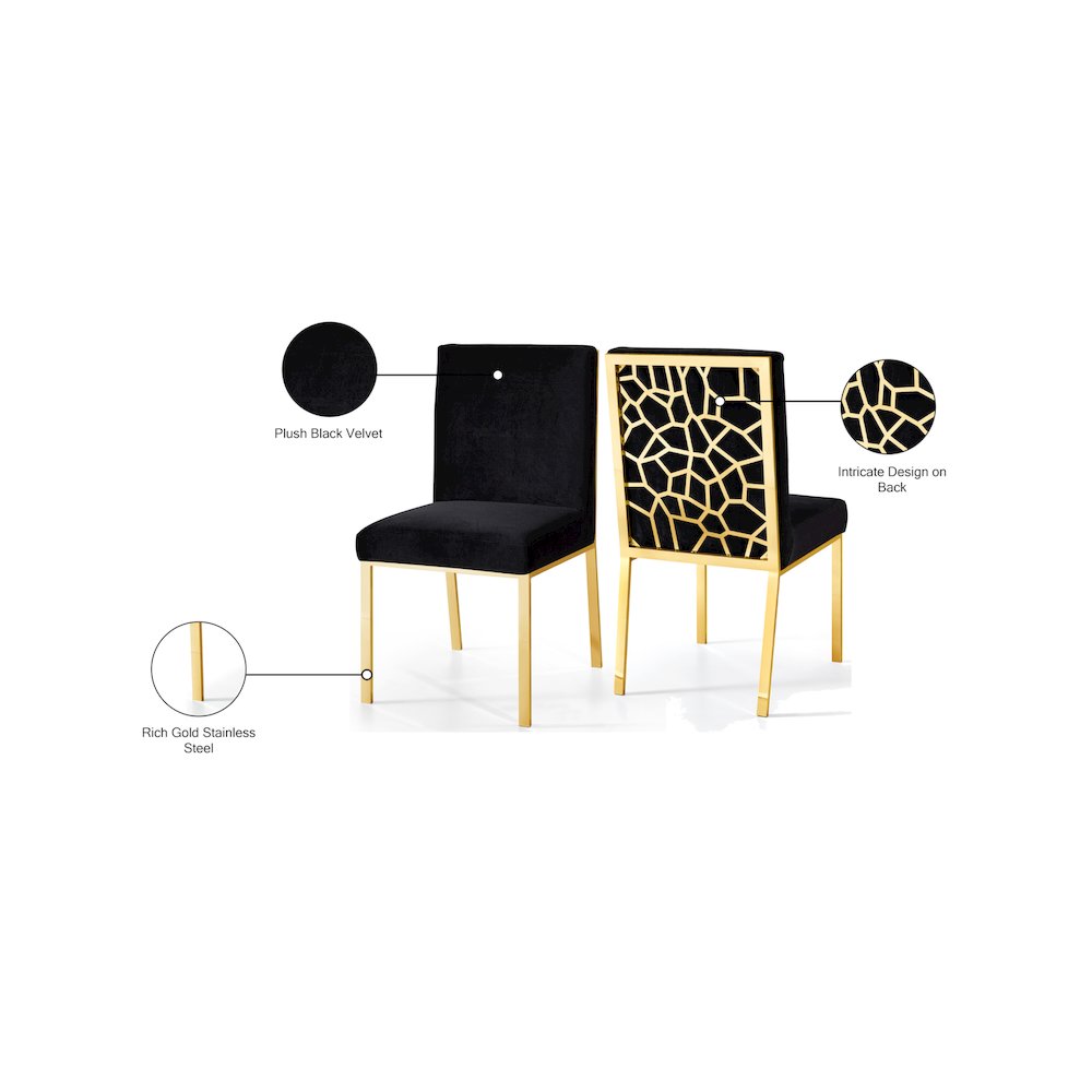 Opal Black Velvet Dining Chair, Set of 2