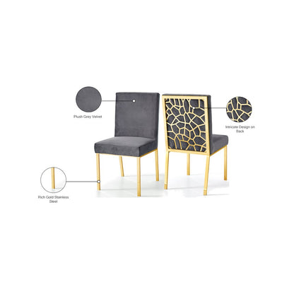 Opal Grey Velvet Dining Chair, Set of 2