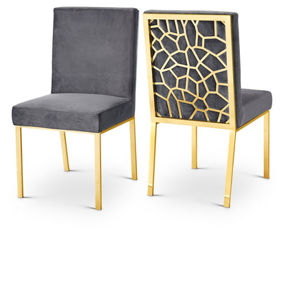 Opal Grey Velvet Dining Chair, Set of 2