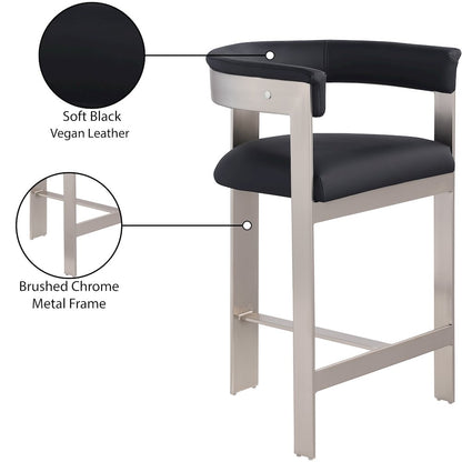 Romeo Black Vegan Leather Counter Stool, Set of 2