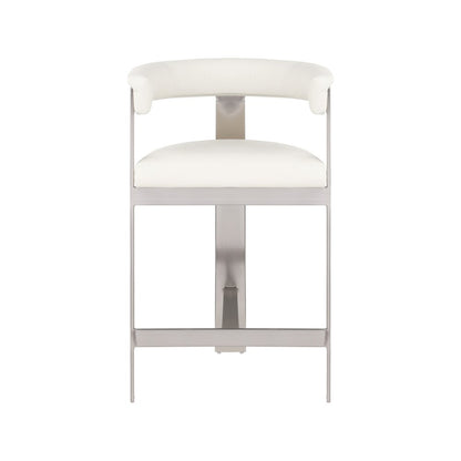 Romeo Cream Vegan Leather Counter Stool, Set of 2