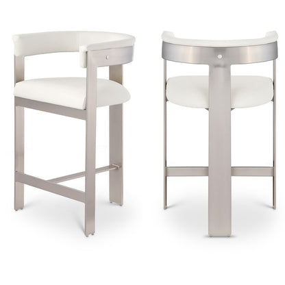 Romeo Cream Vegan Leather Counter Stool, Set of 2