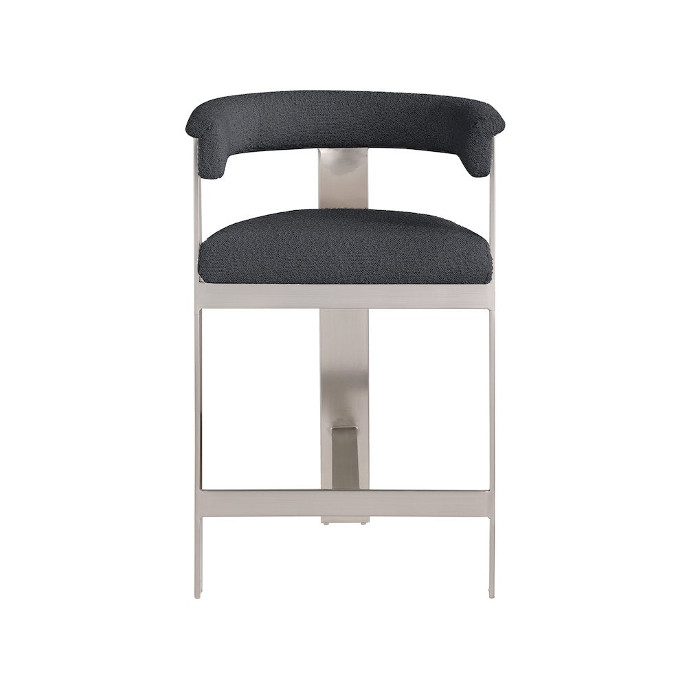 Romeo Black Boucle Fabric Counter Stool, Set of 2