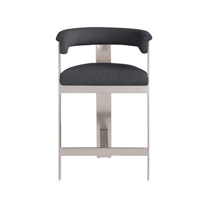 Romeo Black Boucle Fabric Counter Stool, Set of 2