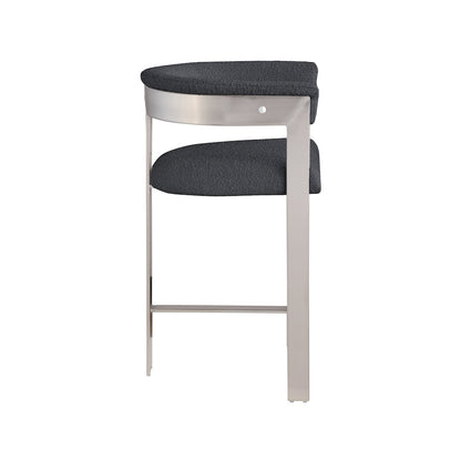 Romeo Black Boucle Fabric Counter Stool, Set of 2