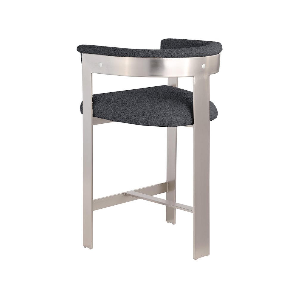 Romeo Black Boucle Fabric Counter Stool, Set of 2