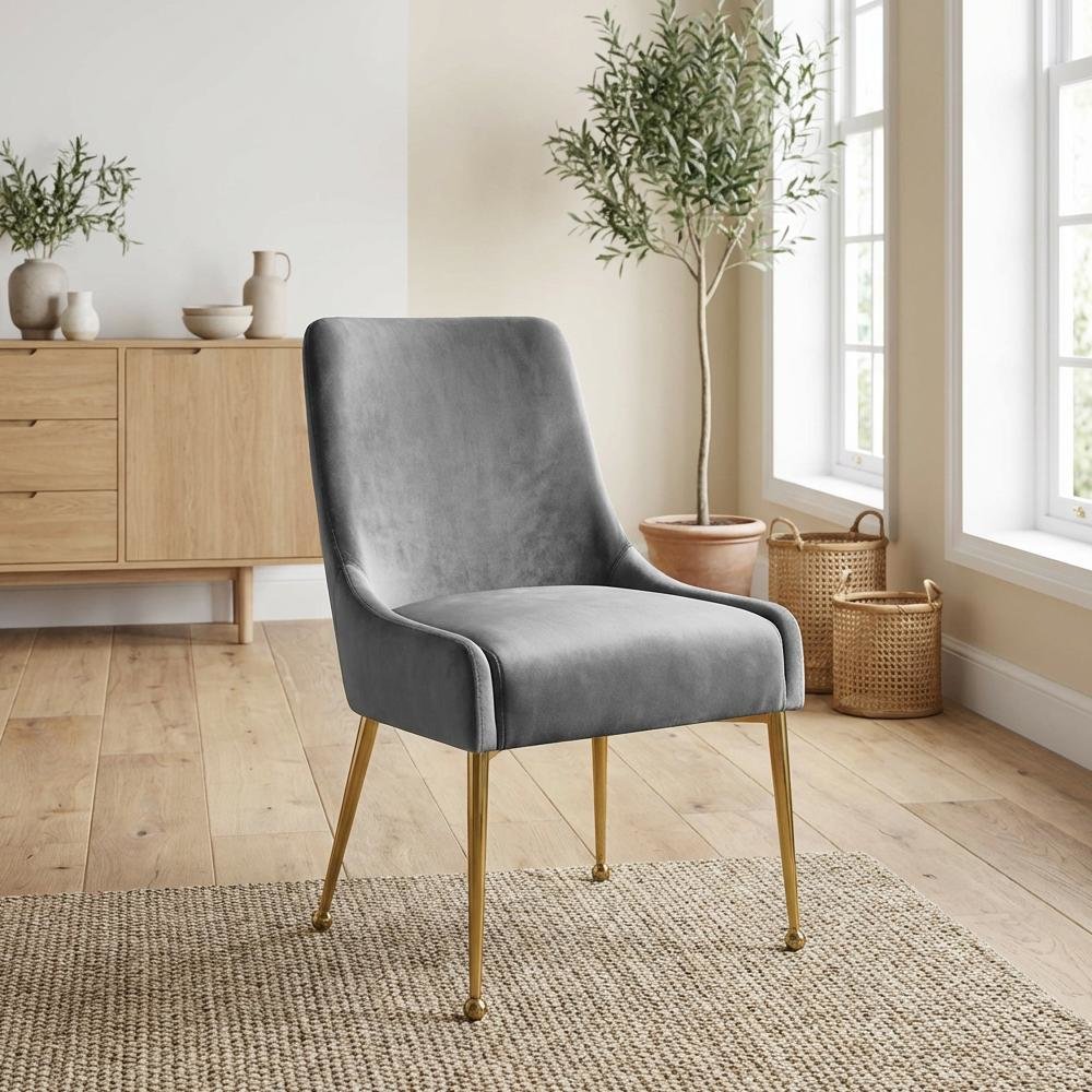 Gold Velvet Dining Chairs Set of 2 with Contemporary Design and Cushioned Seats