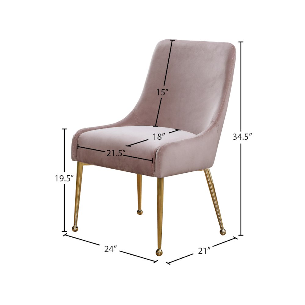Owen Pink Velvet Dining Chair, Set of 2