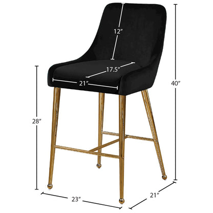 Owen Black Velvet Stool, Set of 2