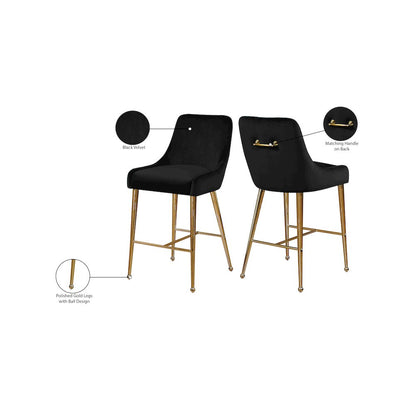 Owen Black Velvet Stool, Set of 2