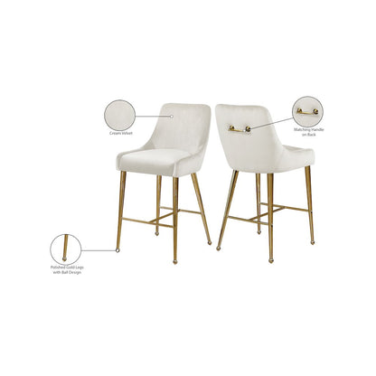 Owen Cream Velvet Stool, Set of 2