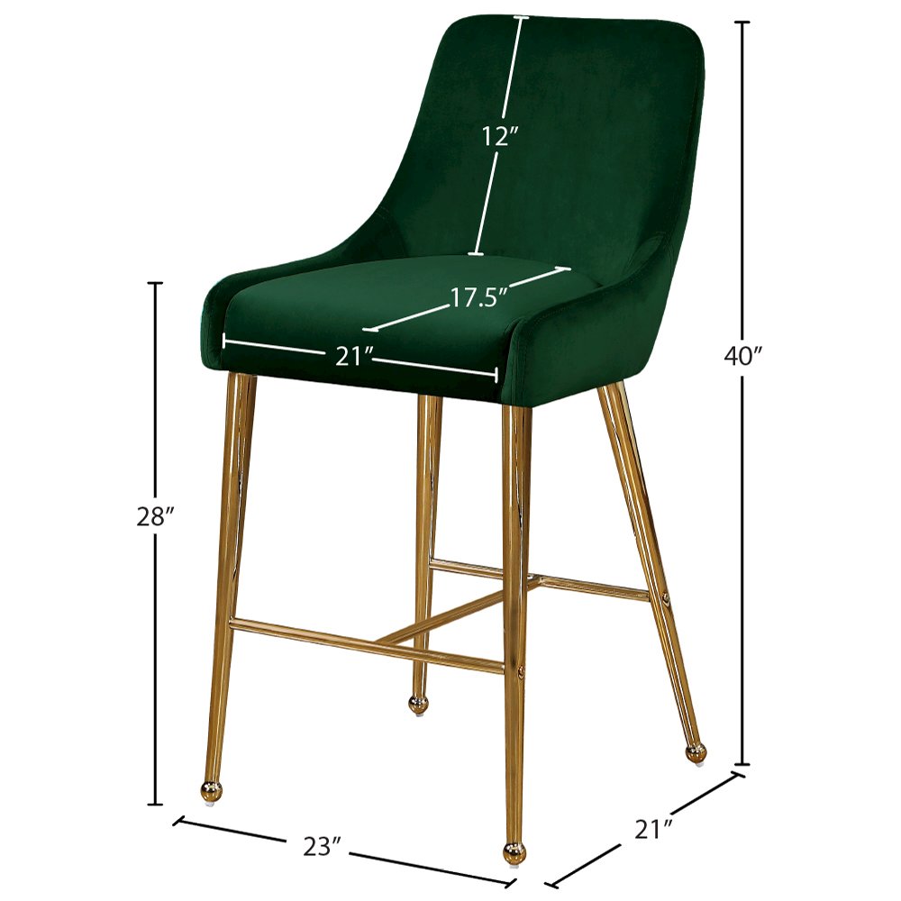Owen Green Velvet Stool, Set of 2