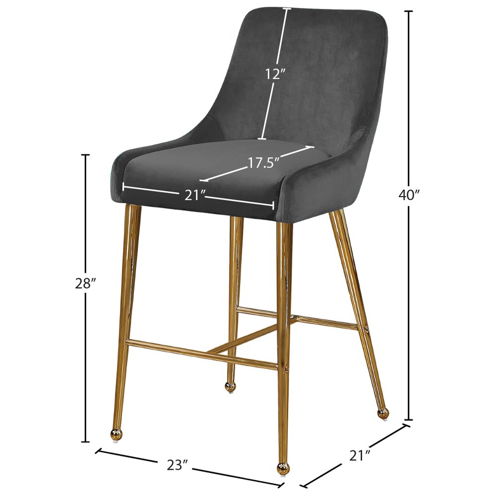 Owen Grey Velvet Stool, Set of 2