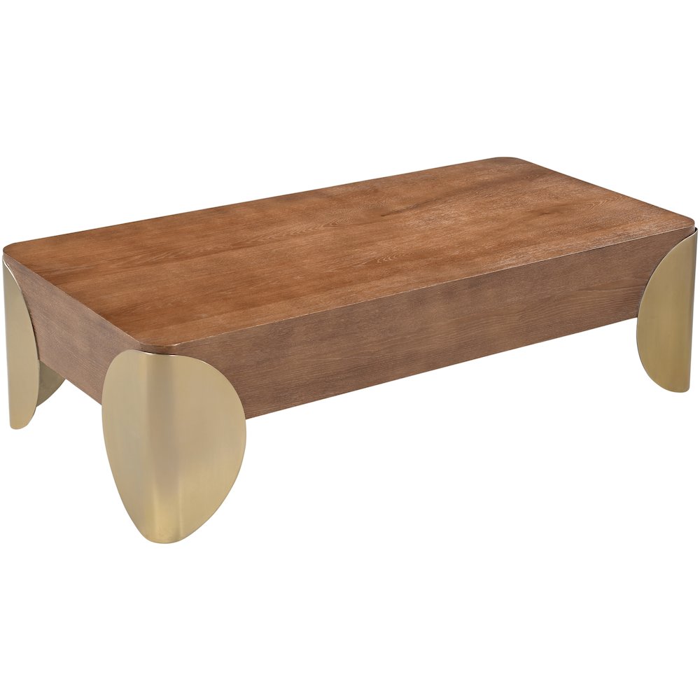 Cazari Brown Oak Wood And Iron Coffee Table