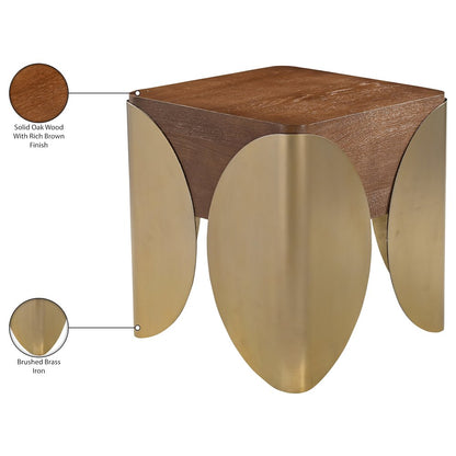 Cazari Brown Oak Wood And Iron End Table