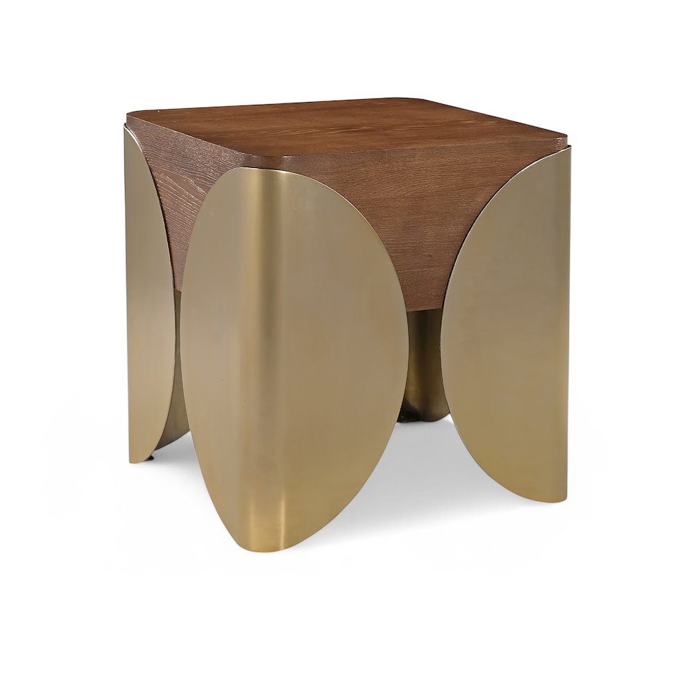 Cazari Brown Oak Wood And Iron End Table