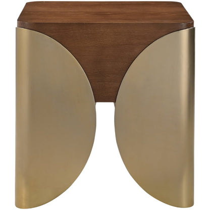 Cazari Brown Oak Wood And Iron End Table