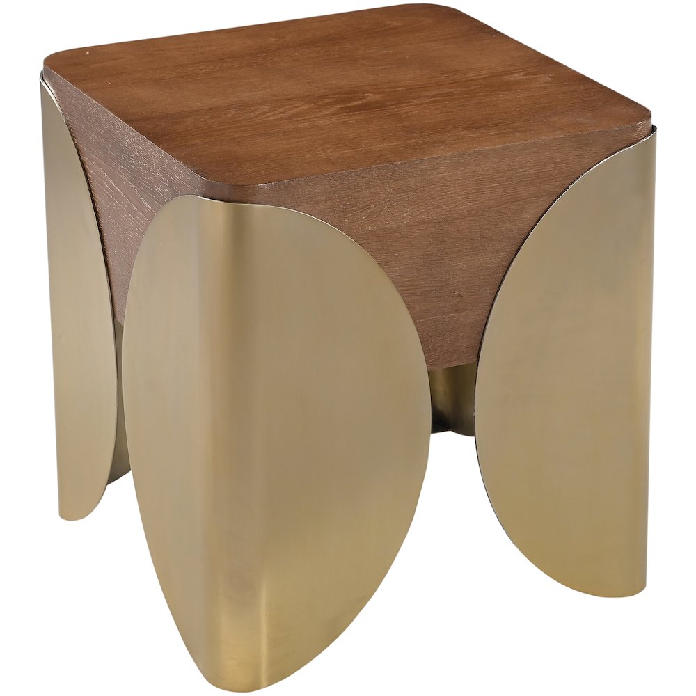 Cazari Brown Oak Wood And Iron End Table