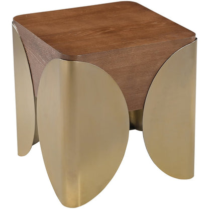 Cazari Brown Oak Wood And Iron End Table