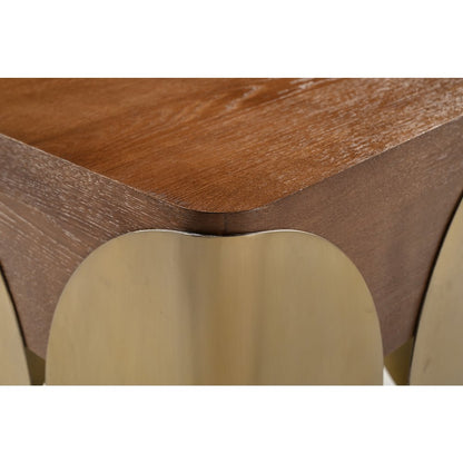 Cazari Brown Oak Wood And Iron End Table
