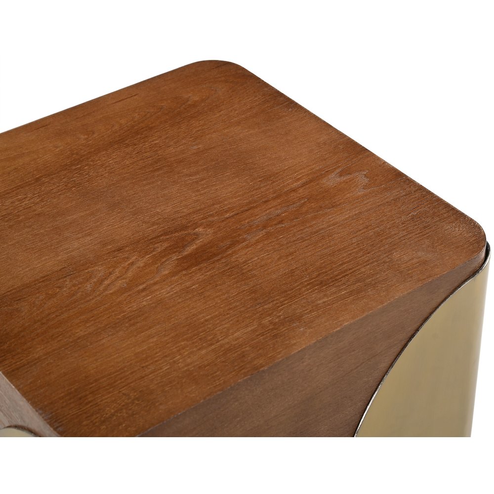 Cazari Brown Oak Wood And Iron End Table
