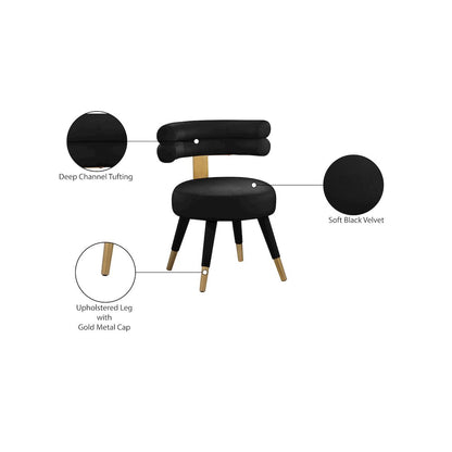 Fitzroy Black Velvet Dining Chair, Set of 2