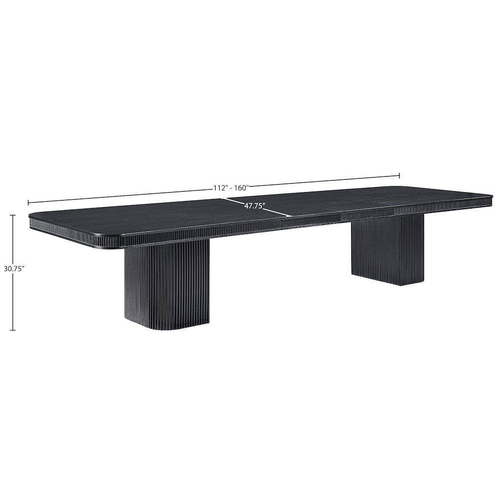 Mohari 112" / 160" Black Solid Wood And Oak Veneer Dining Table (3 Boxes)