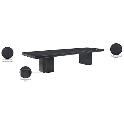 Mohari 112" / 160" Black Solid Wood And Oak Veneer Dining Table (3 Boxes)
