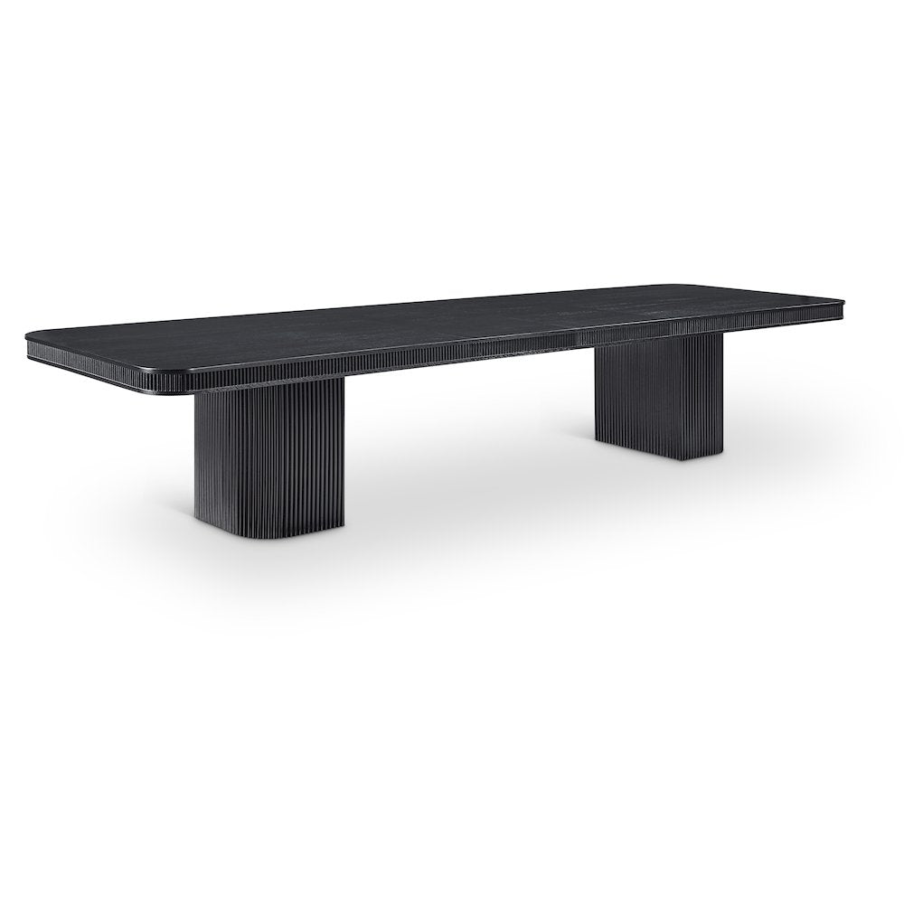Mohari 112" / 160" Black Solid Wood And Oak Veneer Dining Table (3 Boxes)
