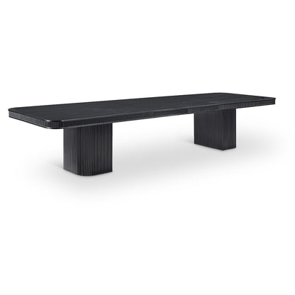 Mohari 112" / 160" Black Solid Wood And Oak Veneer Dining Table (3 Boxes)