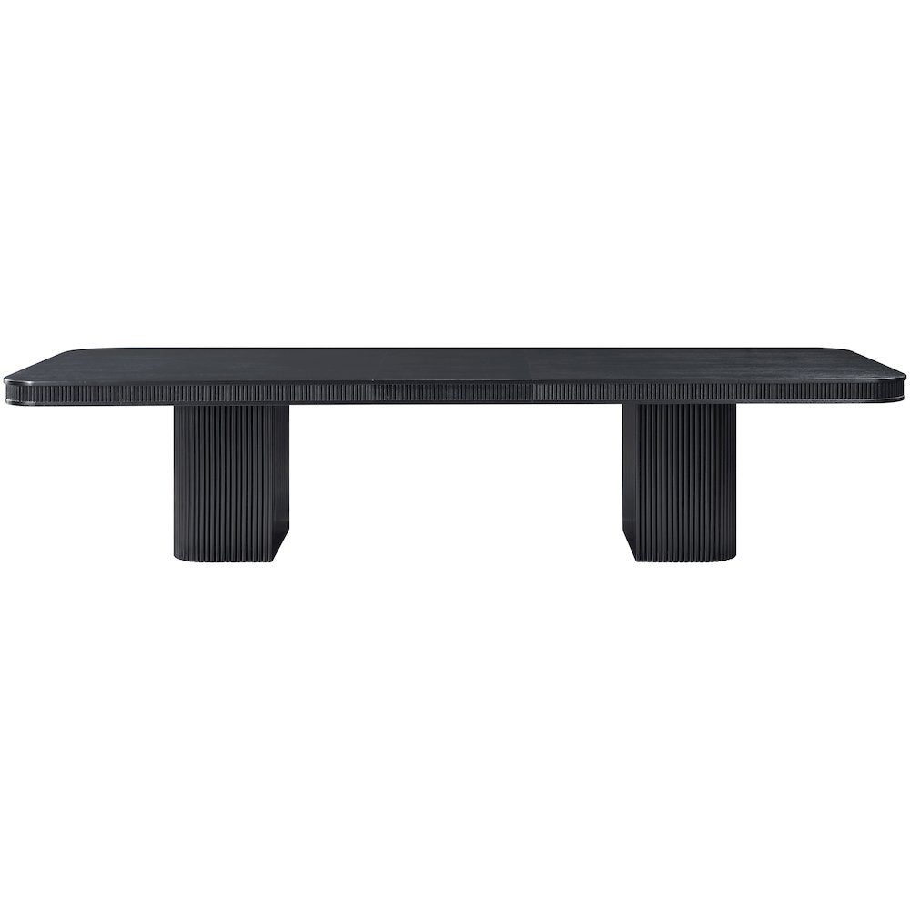 Mohari 112" / 160" Black Solid Wood And Oak Veneer Dining Table (3 Boxes)