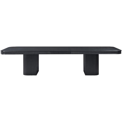 Mohari 112" / 160" Black Solid Wood And Oak Veneer Dining Table (3 Boxes)