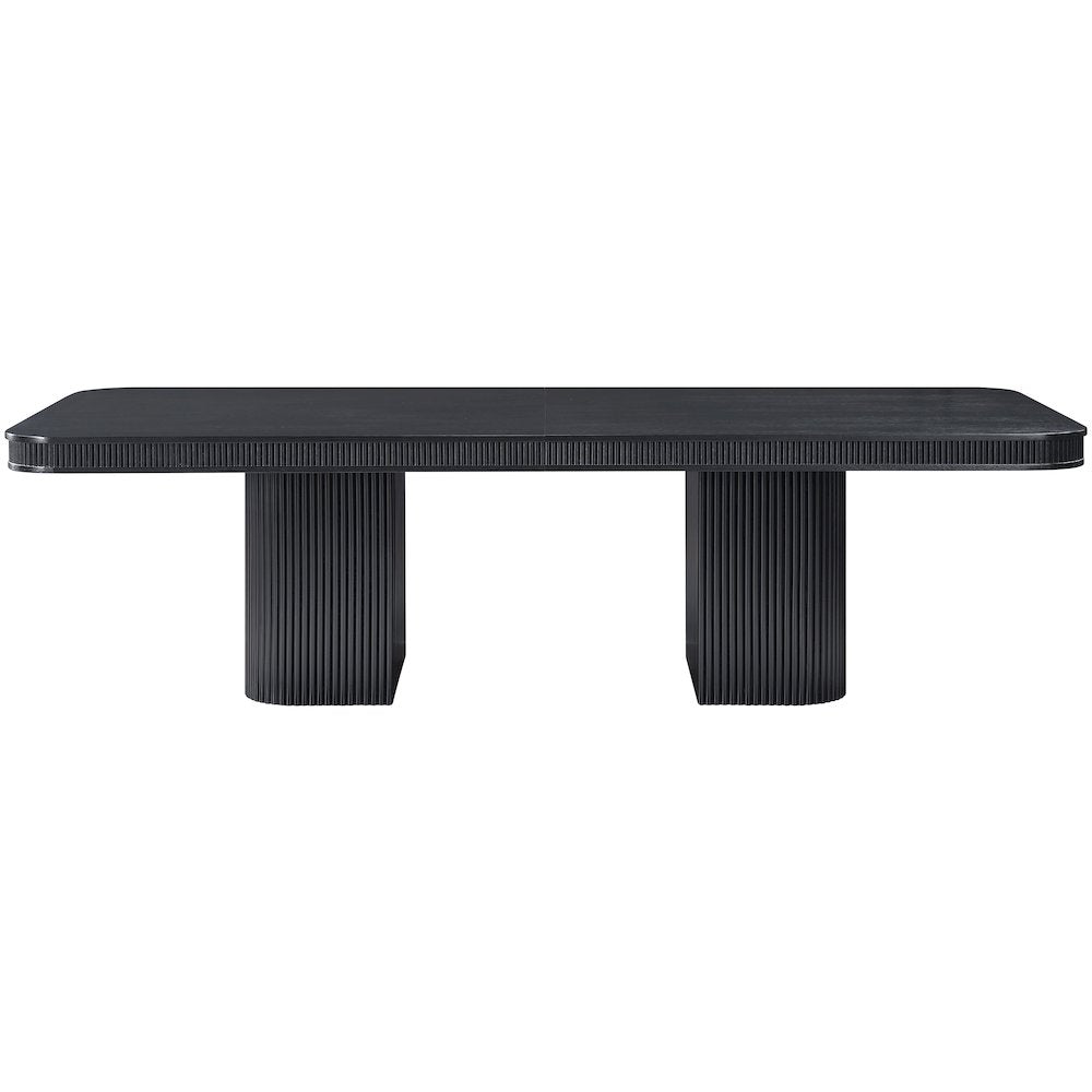Mohari 112" / 160" Black Solid Wood And Oak Veneer Dining Table (3 Boxes)