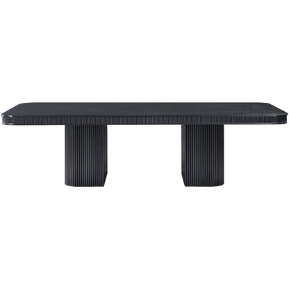 Mohari 112" / 160" Black Solid Wood And Oak Veneer Dining Table (3 Boxes)