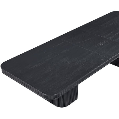 Mohari 112" / 160" Black Solid Wood And Oak Veneer Dining Table (3 Boxes)