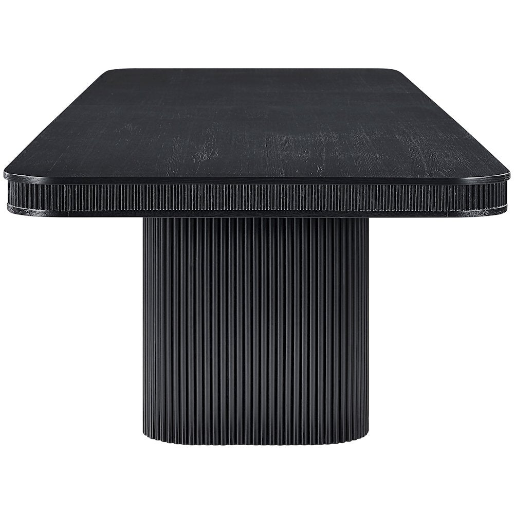 Mohari 112" / 160" Black Solid Wood And Oak Veneer Dining Table (3 Boxes)