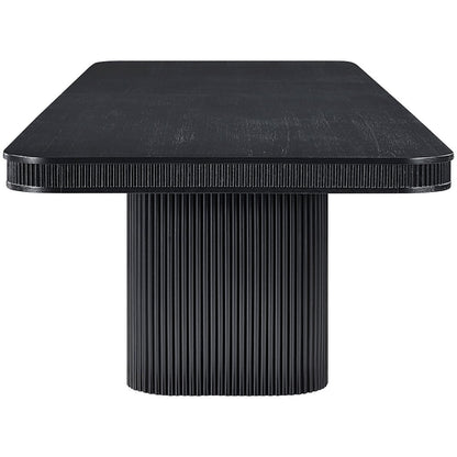 Mohari 112" / 160" Black Solid Wood And Oak Veneer Dining Table (3 Boxes)